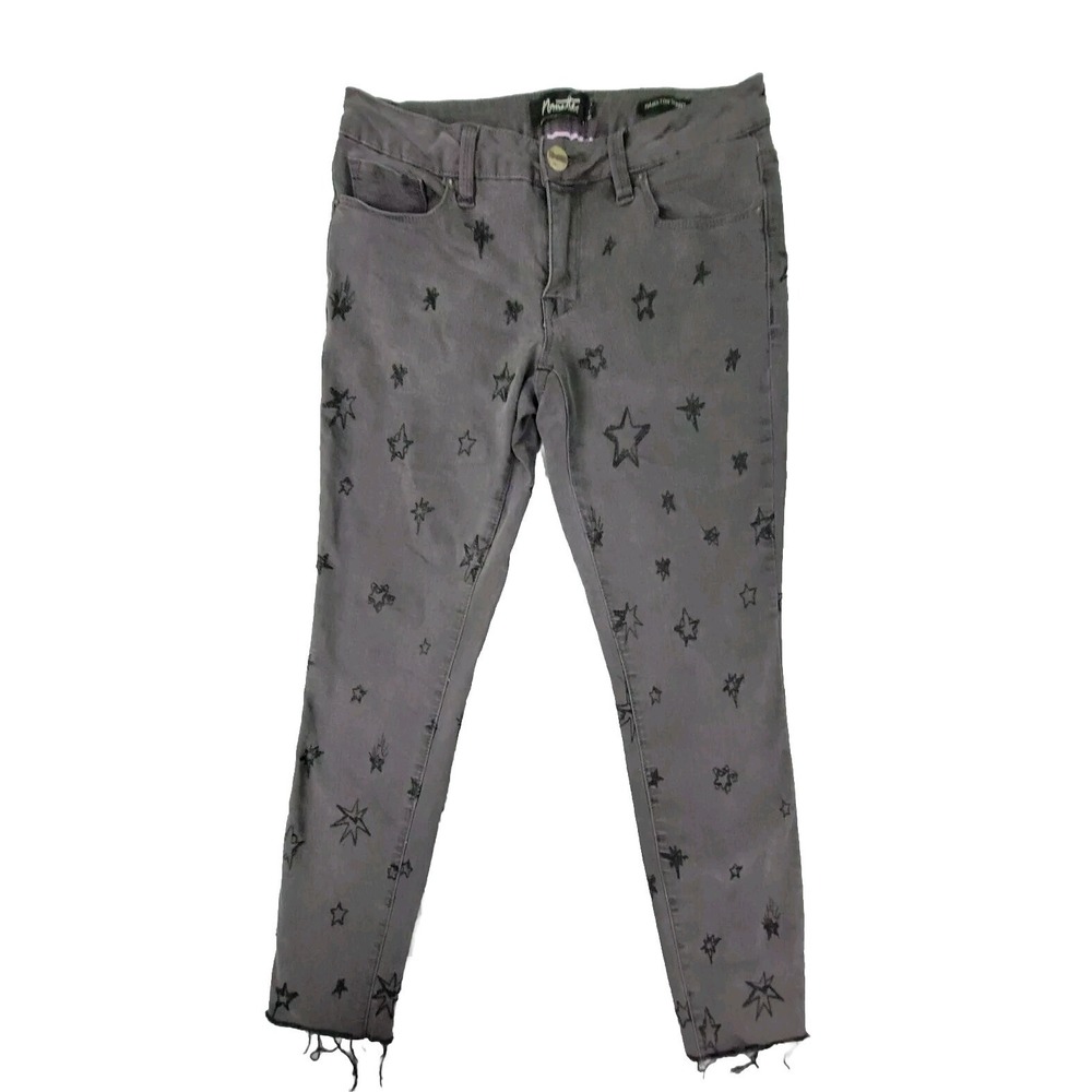 Nanette Lepore Jeans Womens Size 2‎ Charcoal Hamilton Skinny  Embroidered Stars
